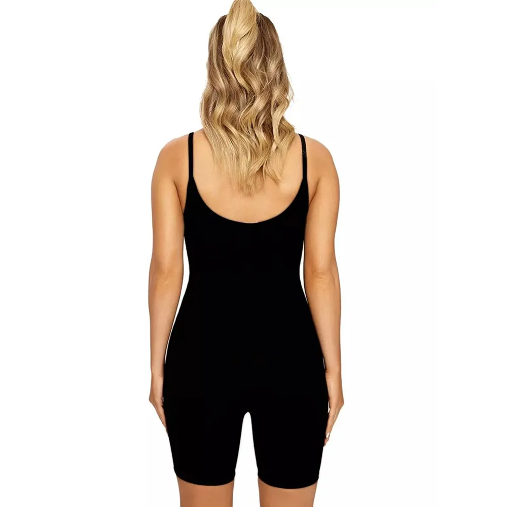 Elastic Black Strapped Sleeveless Romper