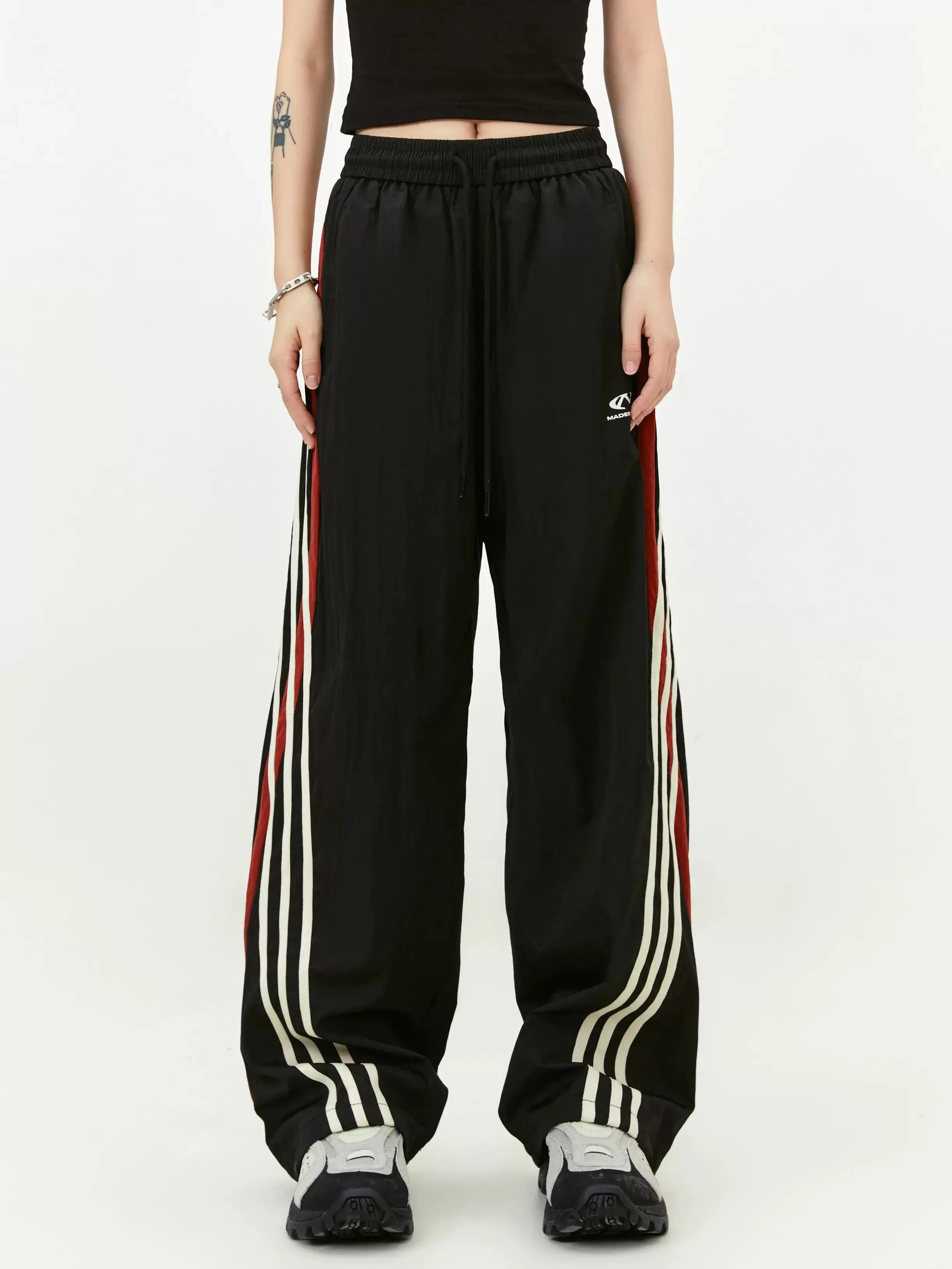 Stylish Elastic Striped Track Pants for Sports