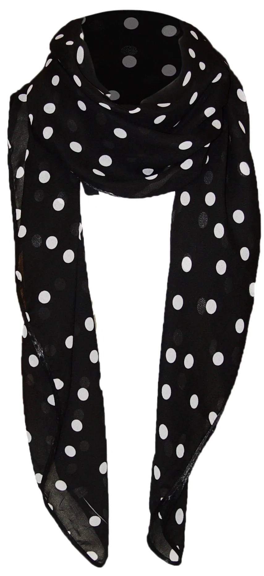 Fashionable Stylish Chiffon Feel Polka Dot Scarf/wrap with Slim Silk Feel Border