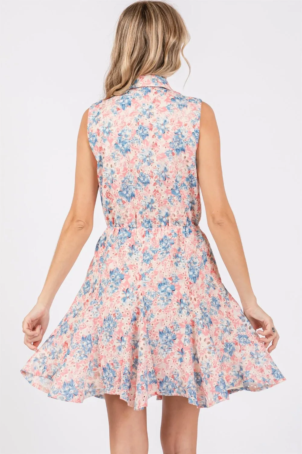 Floral Eyelet Sleeveless Mini Dress