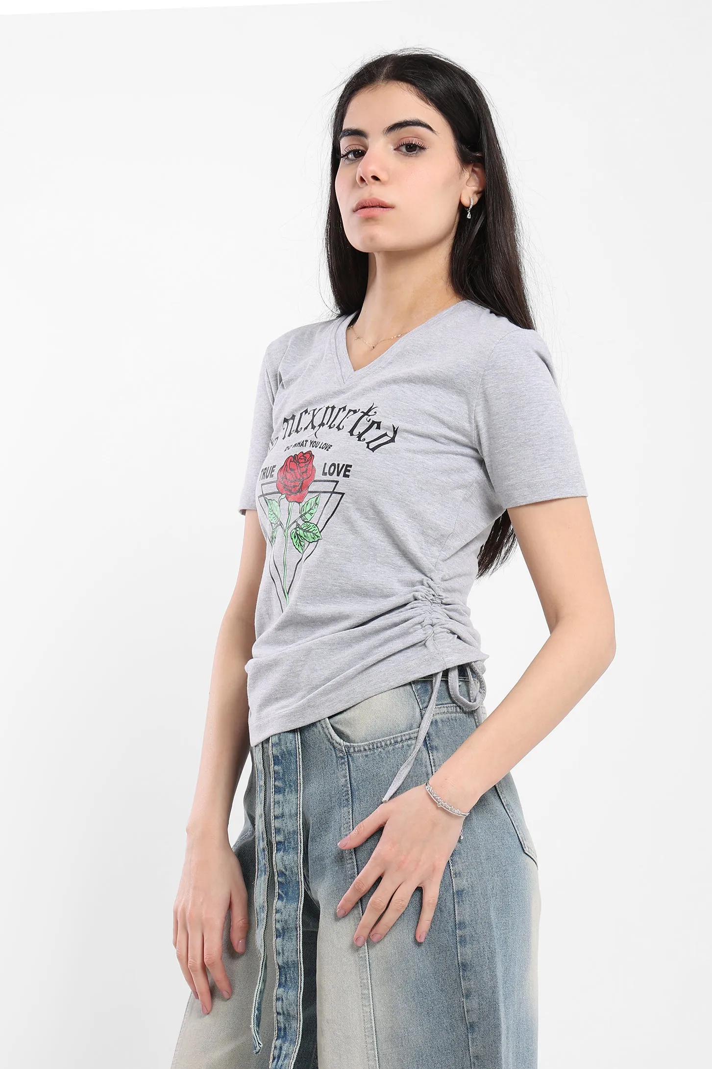 FLORAL T-SHIRT - GREY