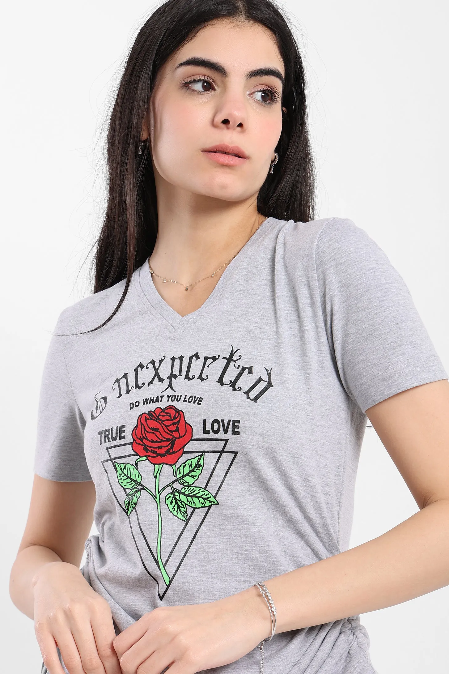 FLORAL T-SHIRT - GREY