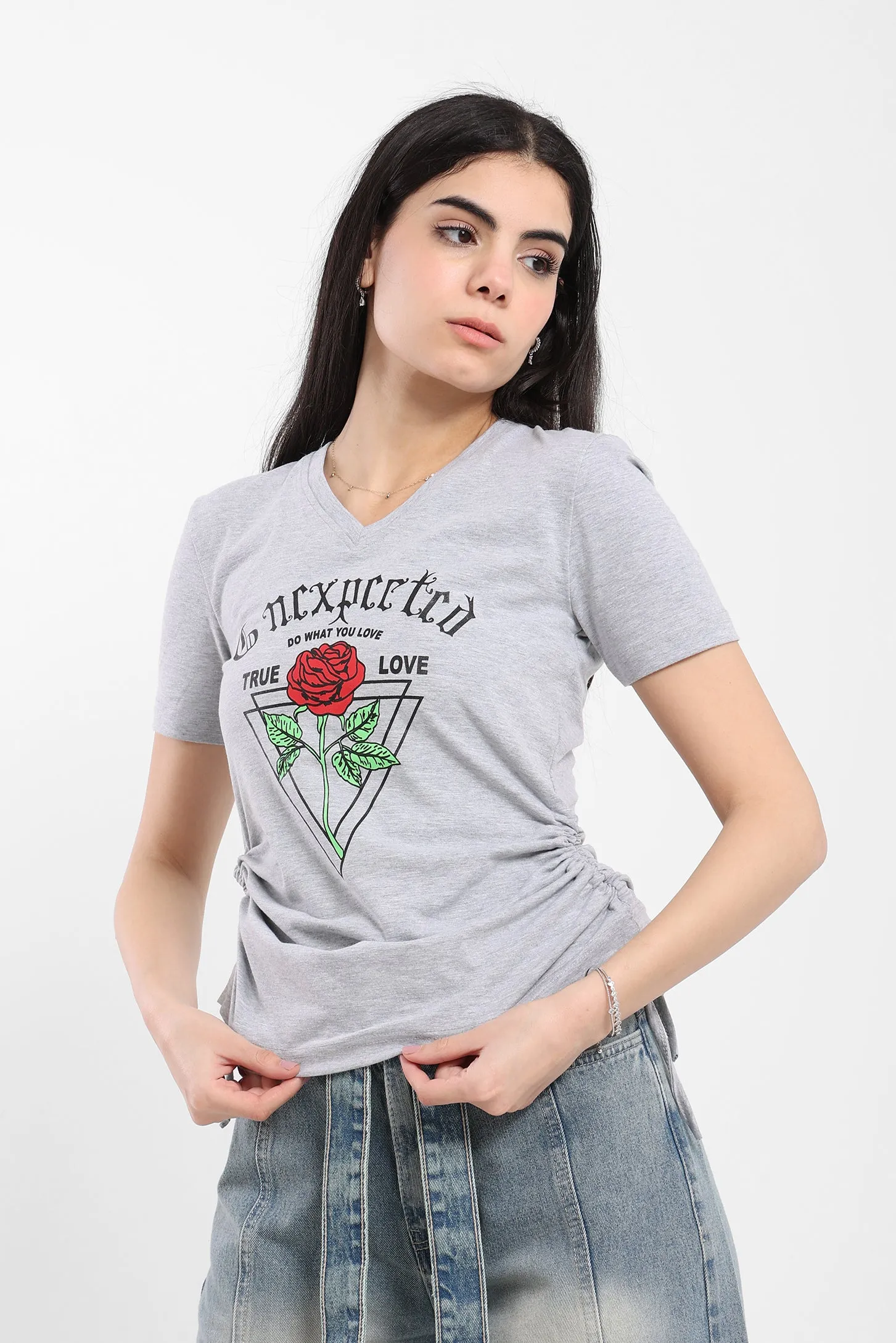 FLORAL T-SHIRT - GREY