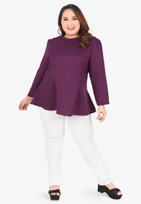 Florice Flare Waist Stylish Blouse - Purple