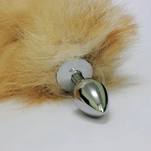 Fosrion Versatile Tail Stainless Steel Fox Tail: Sensual Anal Plug & Stylish Keychain (Medium Plug, Yellow)