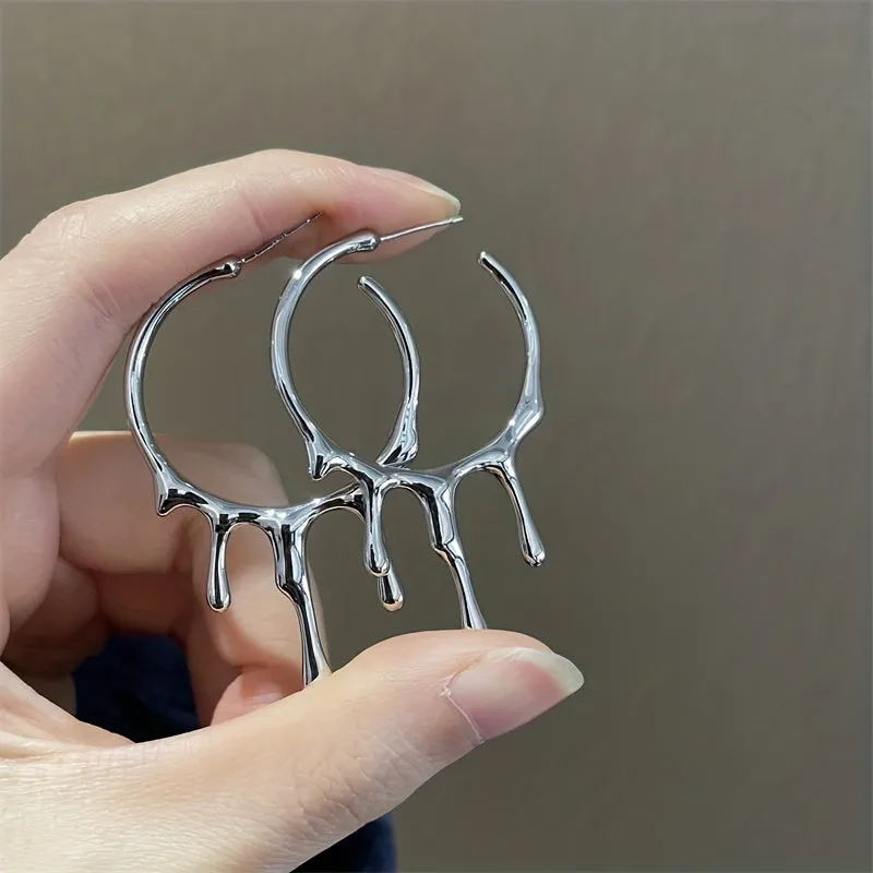 Gothic Punk Retro Style Irregular Hoop Earrings: A Unique Gift for the Stylish Woman in Your Life!