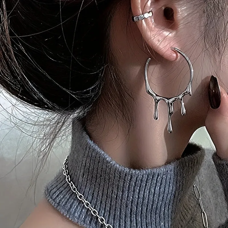 Gothic Punk Retro Style Irregular Hoop Earrings: A Unique Gift for the Stylish Woman in Your Life!