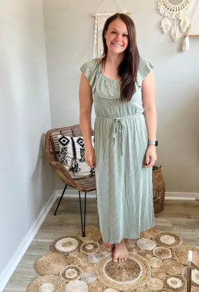 Green striped dress