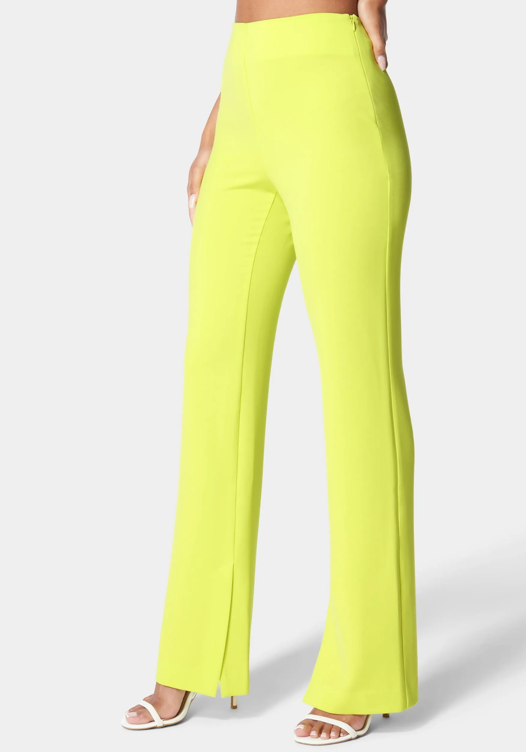 High Waist Wide Leg Side Slit Tailored Pant