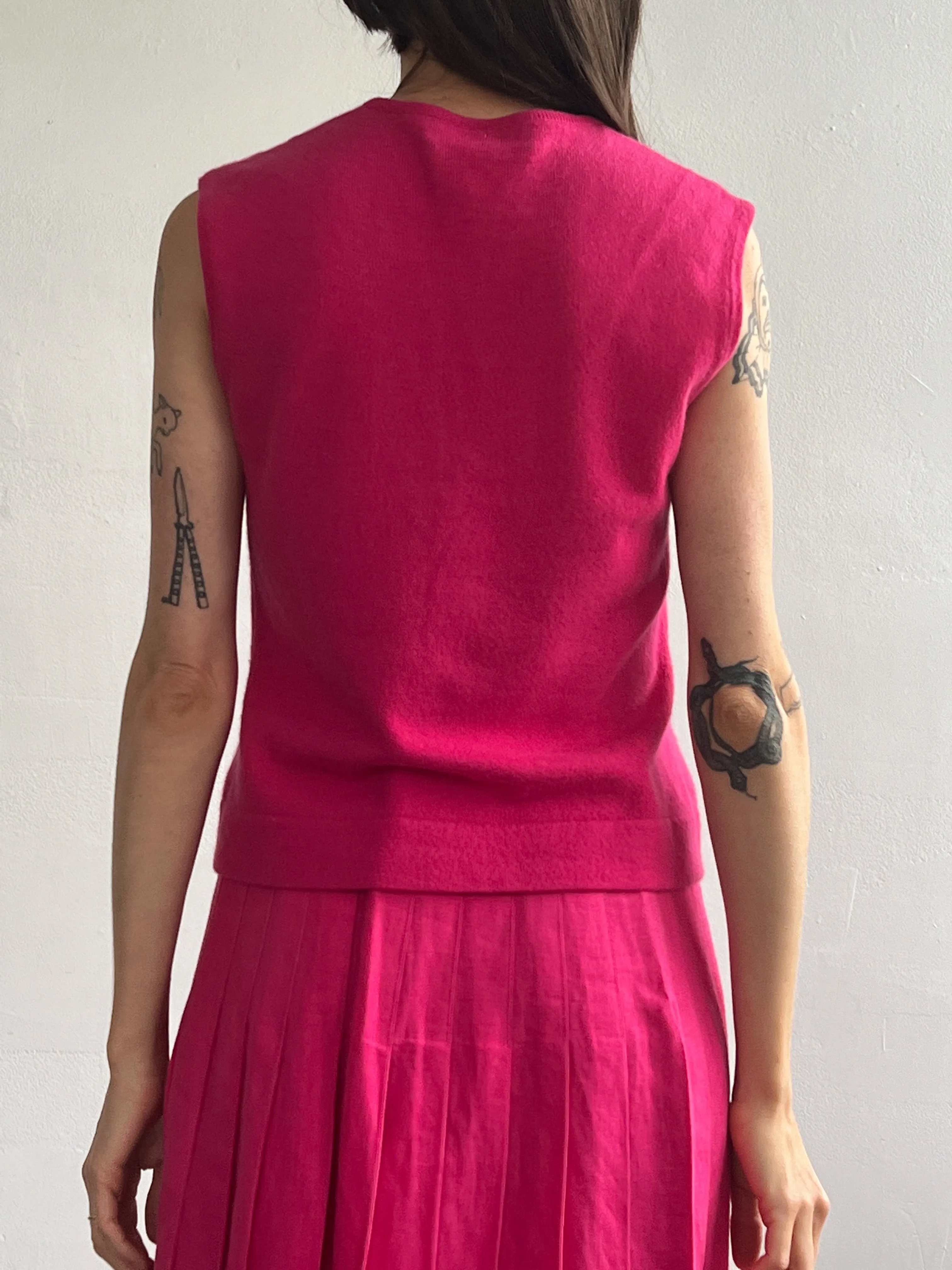 Hot Pink Sleeveless Cashmere (S)