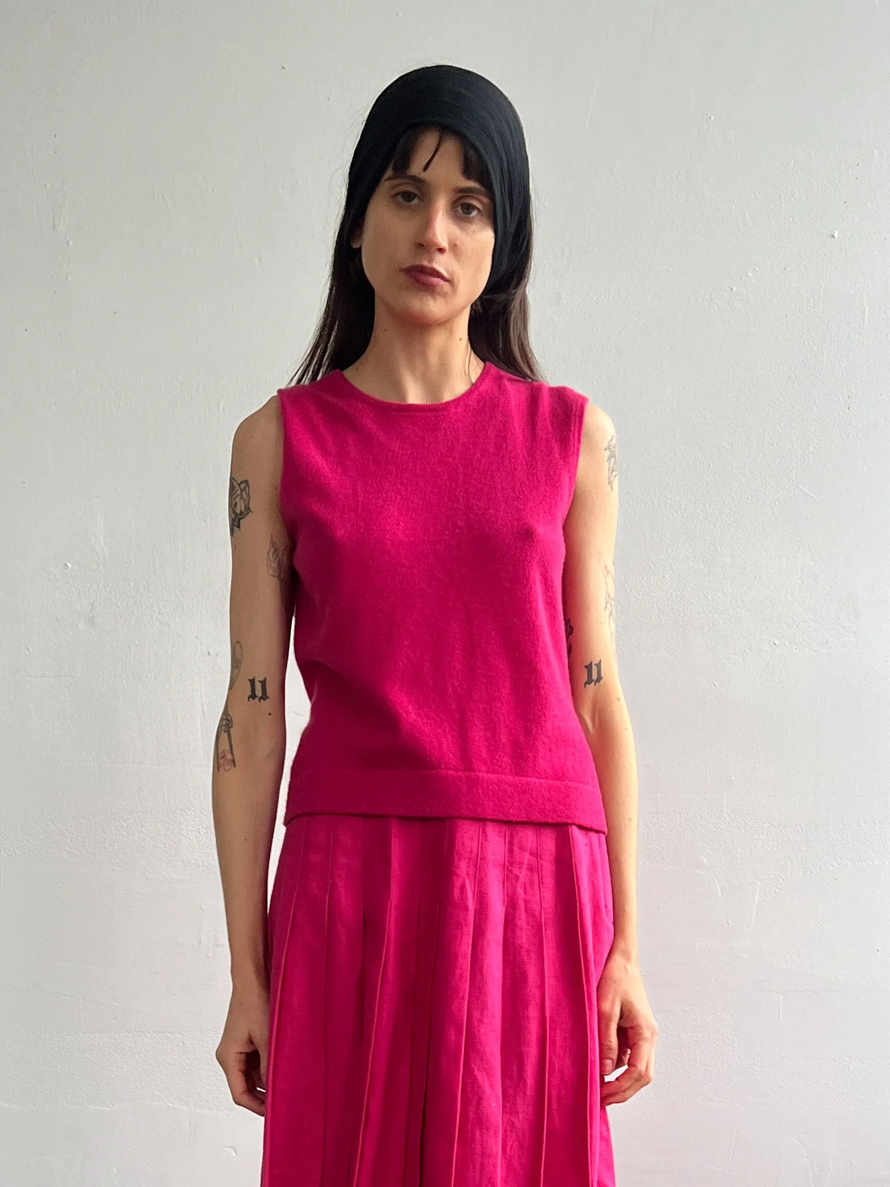 Hot Pink Sleeveless Cashmere (S)