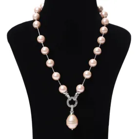 Imeora Stylish Cream Shell Pearl Necklace With Shell Pearl Pendant