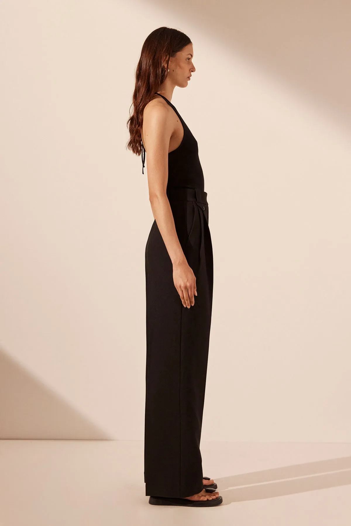 IRENA HIGH WAISTED TAILORED PANT - BLACK