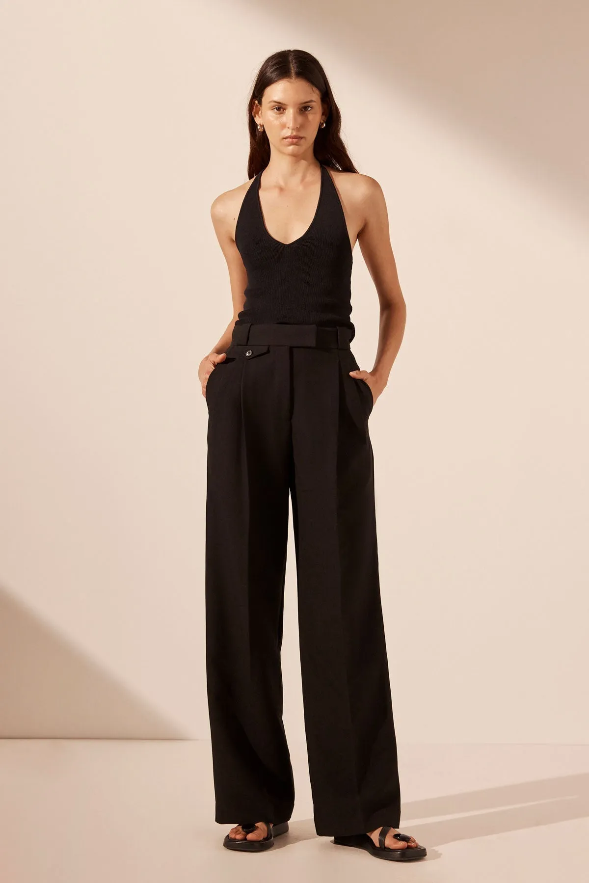 IRENA HIGH WAISTED TAILORED PANT - BLACK