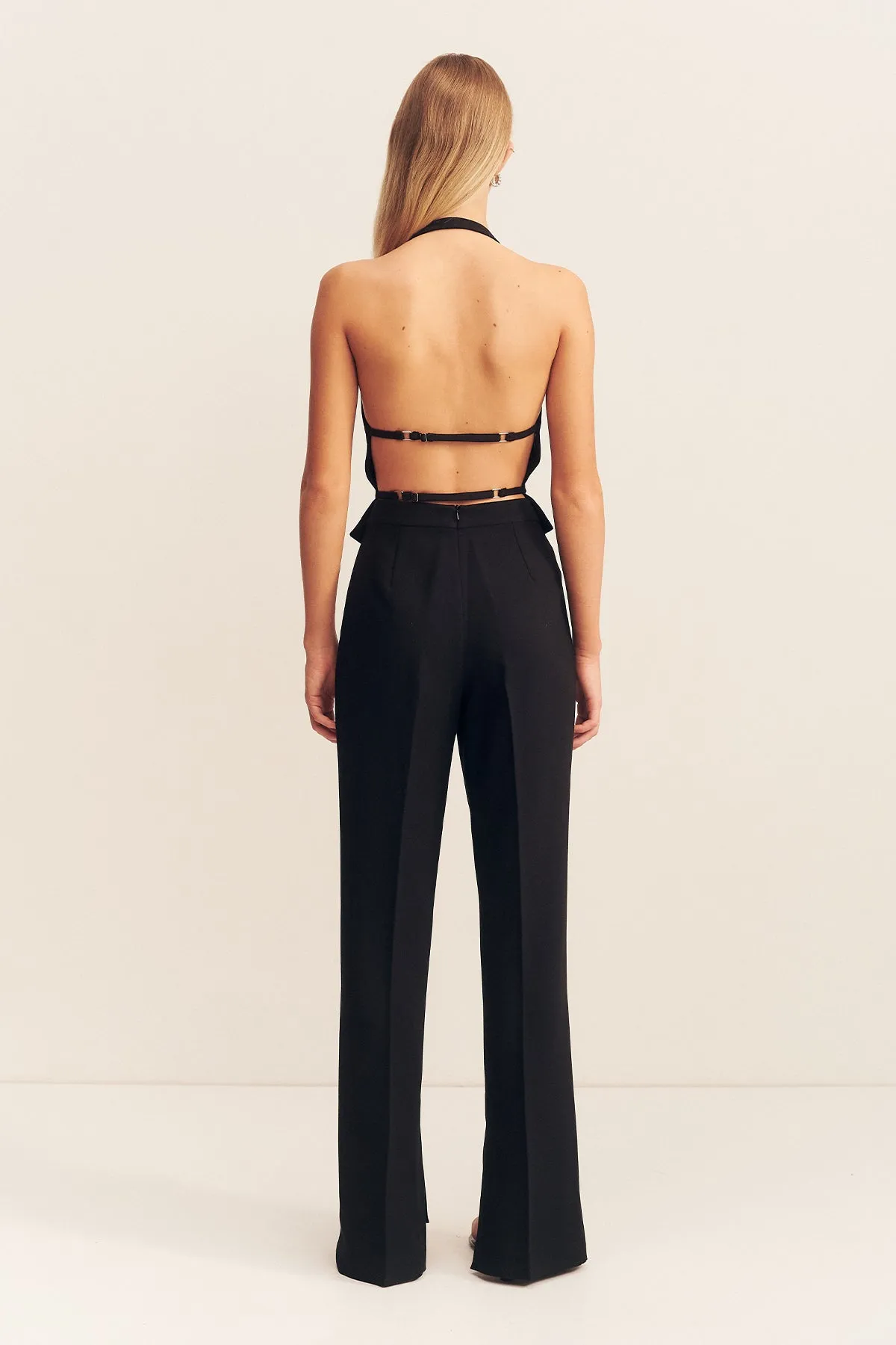 IRENA TAILORED OPEN BACK VEST - BLACK