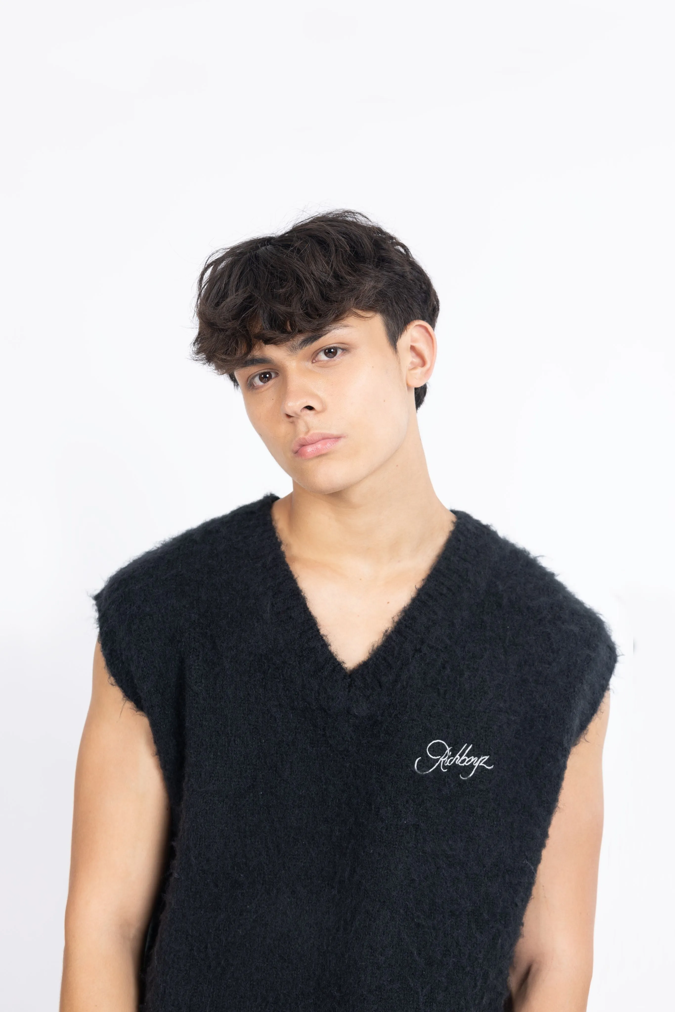 Knitted Mohair Vest - Obsidian