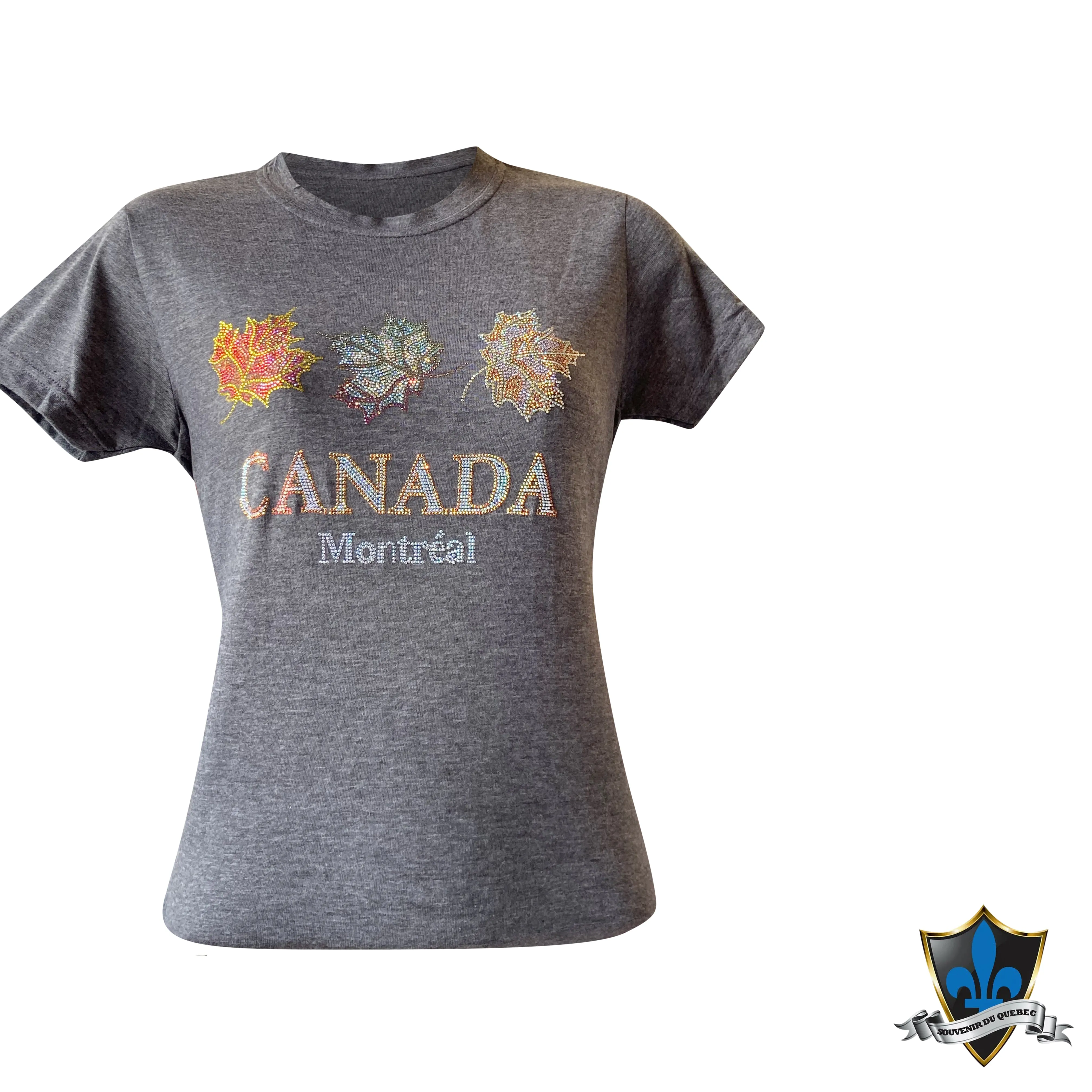 Ladies teez tight fit with Canadian Maple Leaf studs. with Montreal