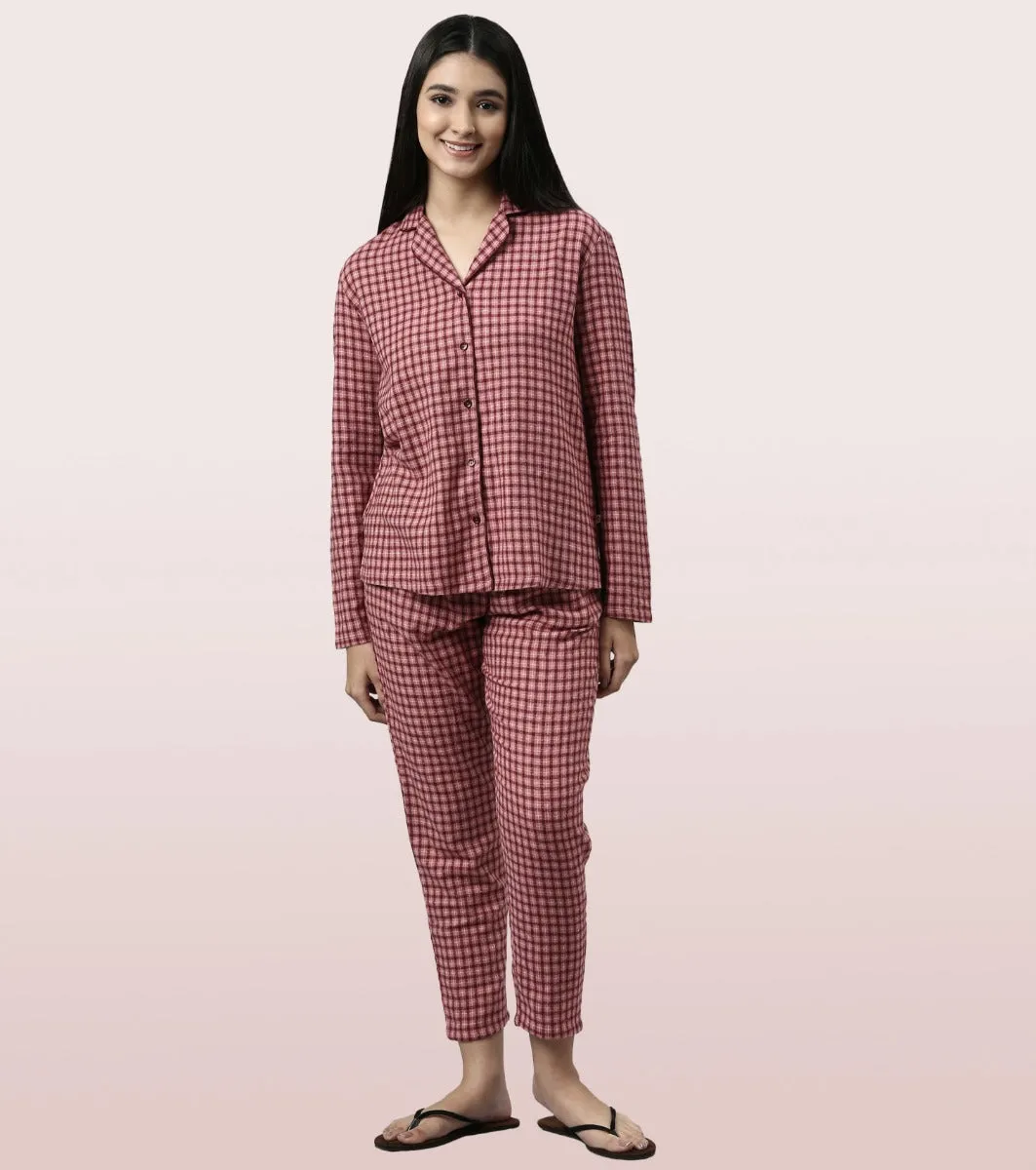 Lazy Pant Set | Cotton Flannel Woven Shirt And Pant Set