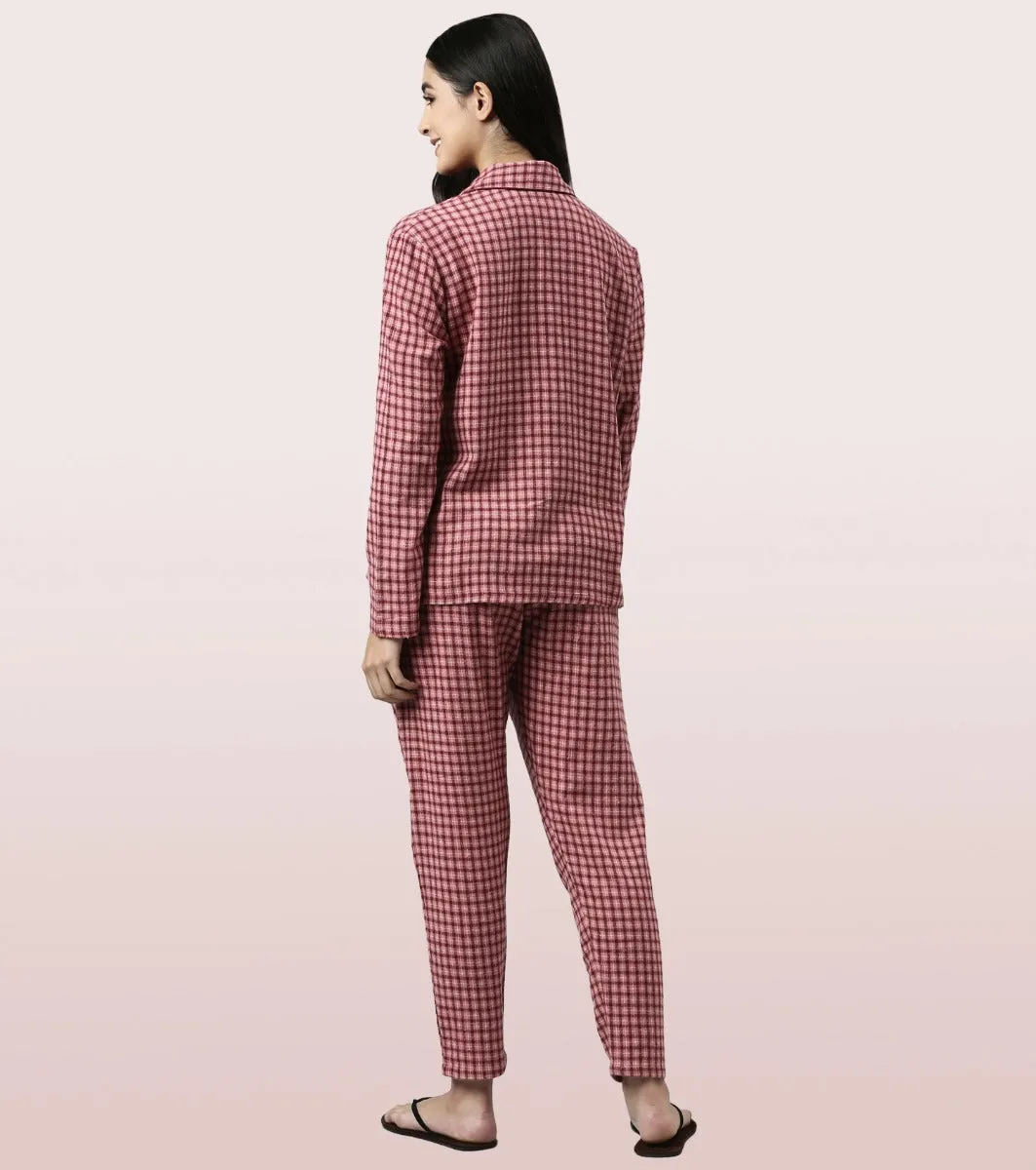 Lazy Pant Set | Cotton Flannel Woven Shirt And Pant Set