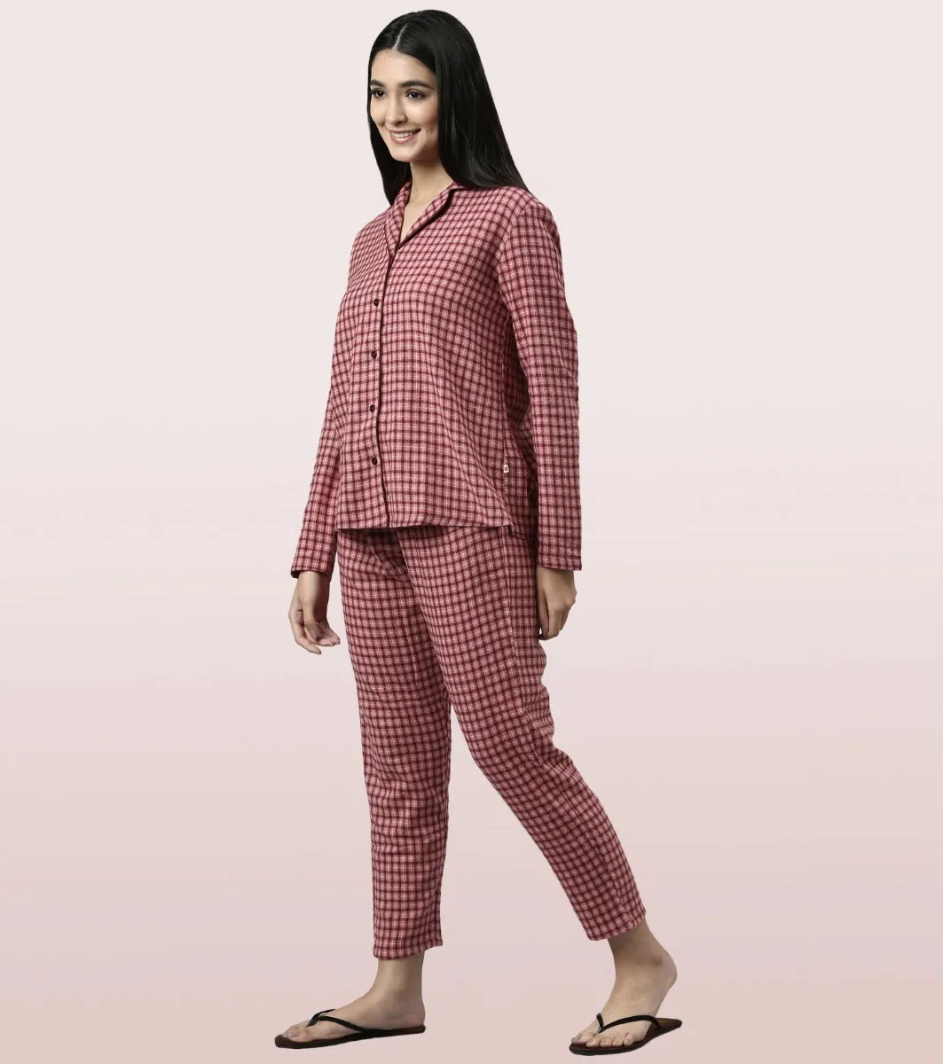 Lazy Pant Set | Cotton Flannel Woven Shirt And Pant Set