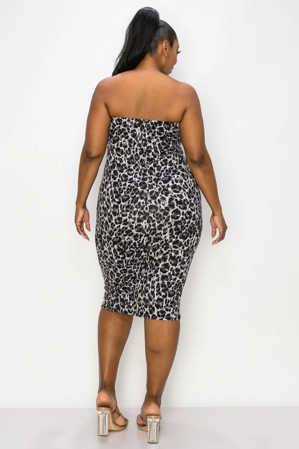 Leopard Print Sleeveless Midi Dress