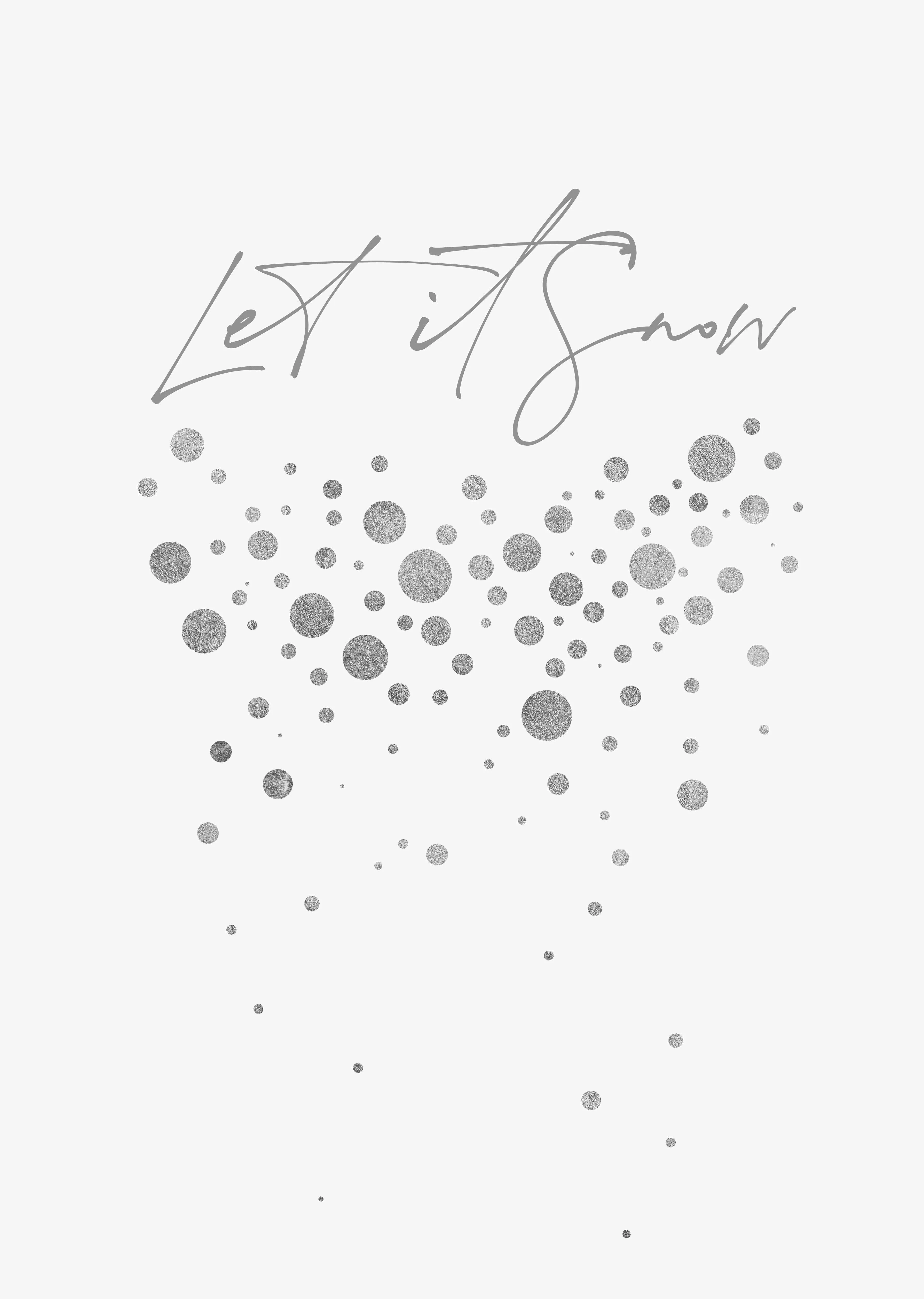 Let It Snow Typographic Wall Art Print , Contemporary and Stylish Christmas Decoration Alternative Xmas Decor