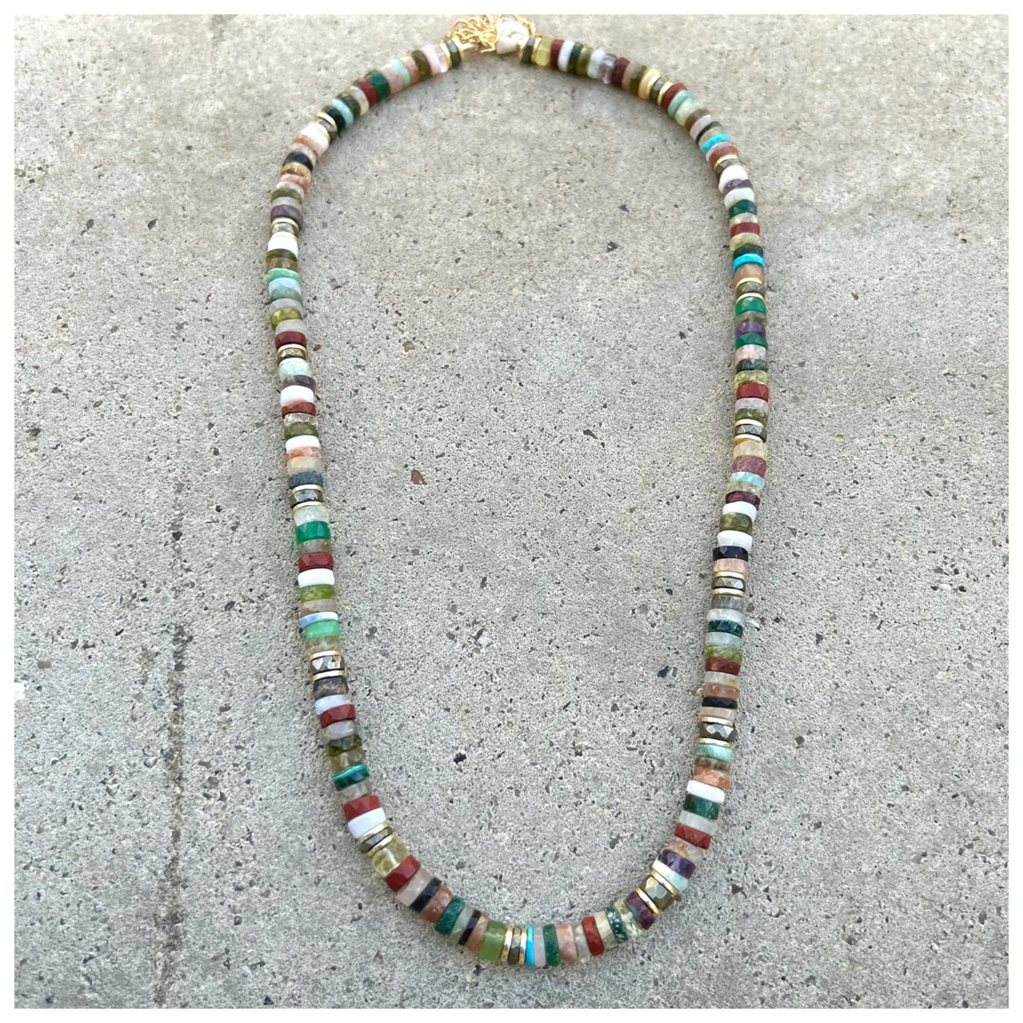 Long Striped Beaded Necklace