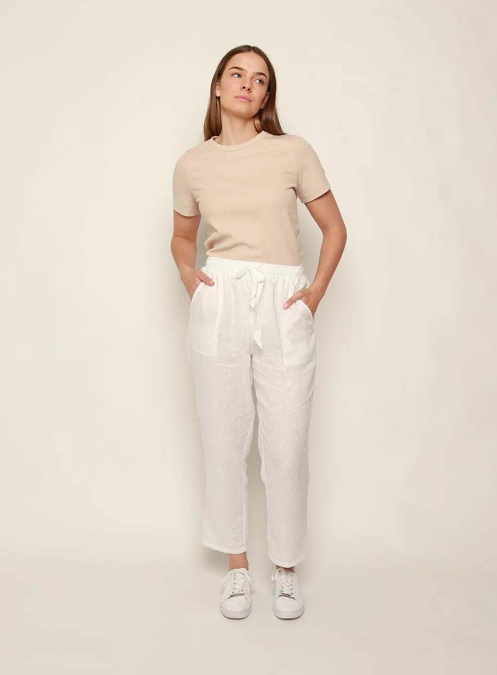 Maya Linen Pant-White