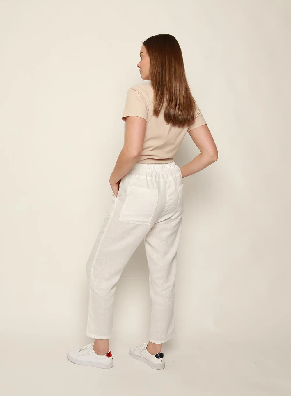 Maya Linen Pant-White