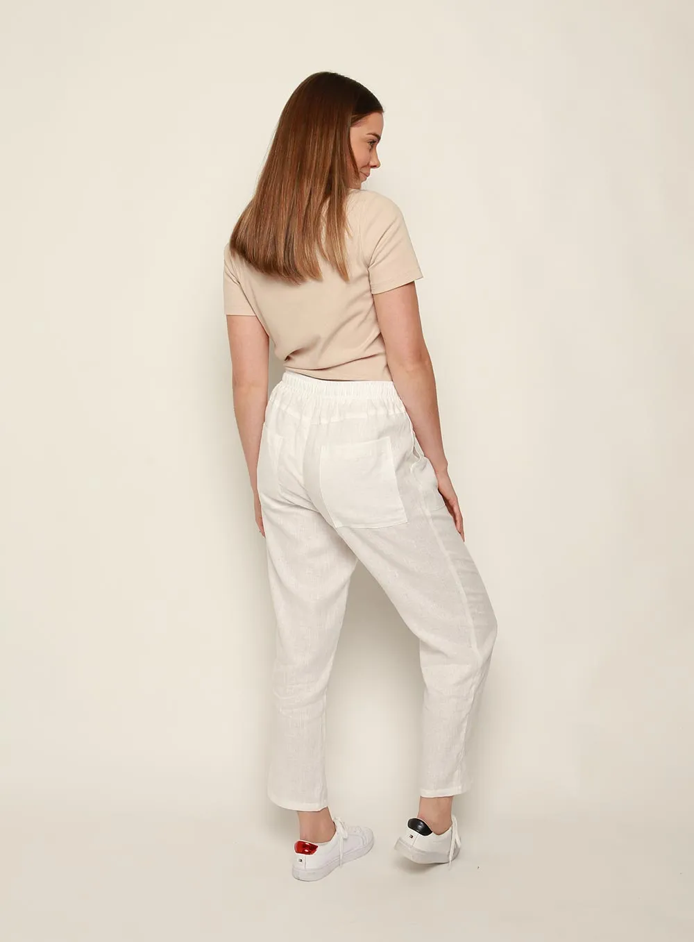 Maya Linen Pant-White