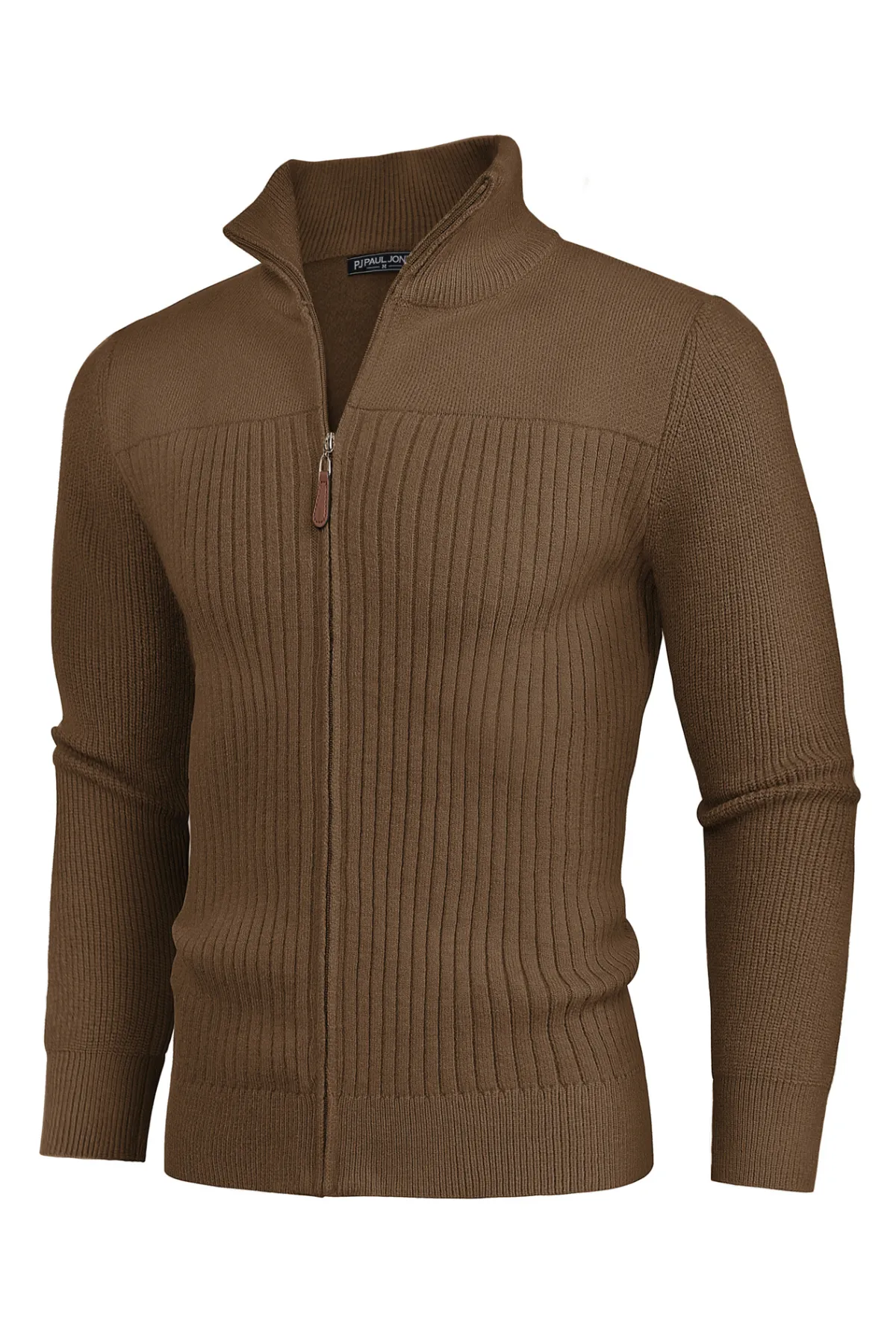 Men Stylish Stand Collar Cardigan Long Sleeve Zip-up Sweater Knitwear