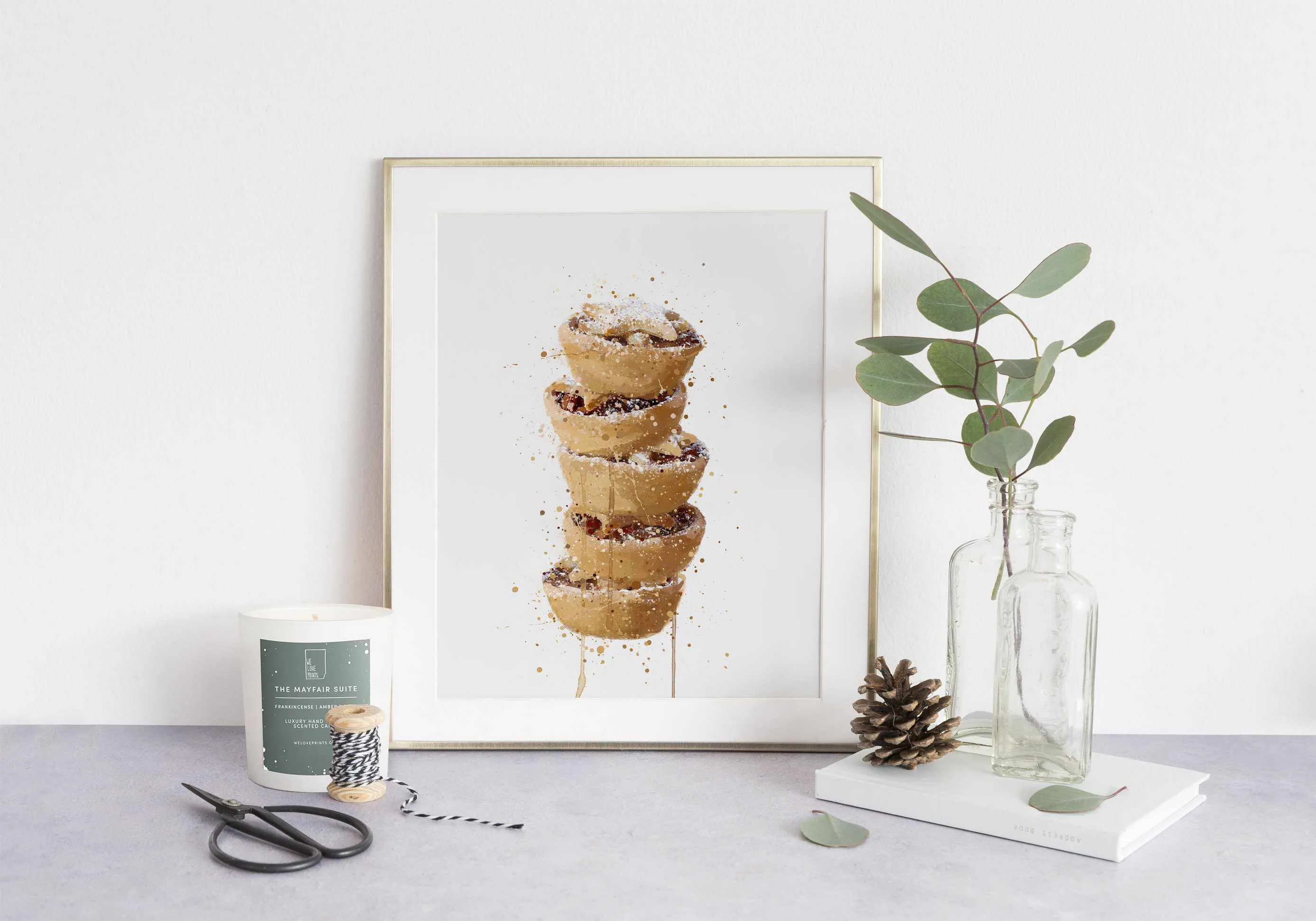 Mince Pie Wall Art Print , Contemporary and Stylish Christmas Decoration Alternative Xmas Decor