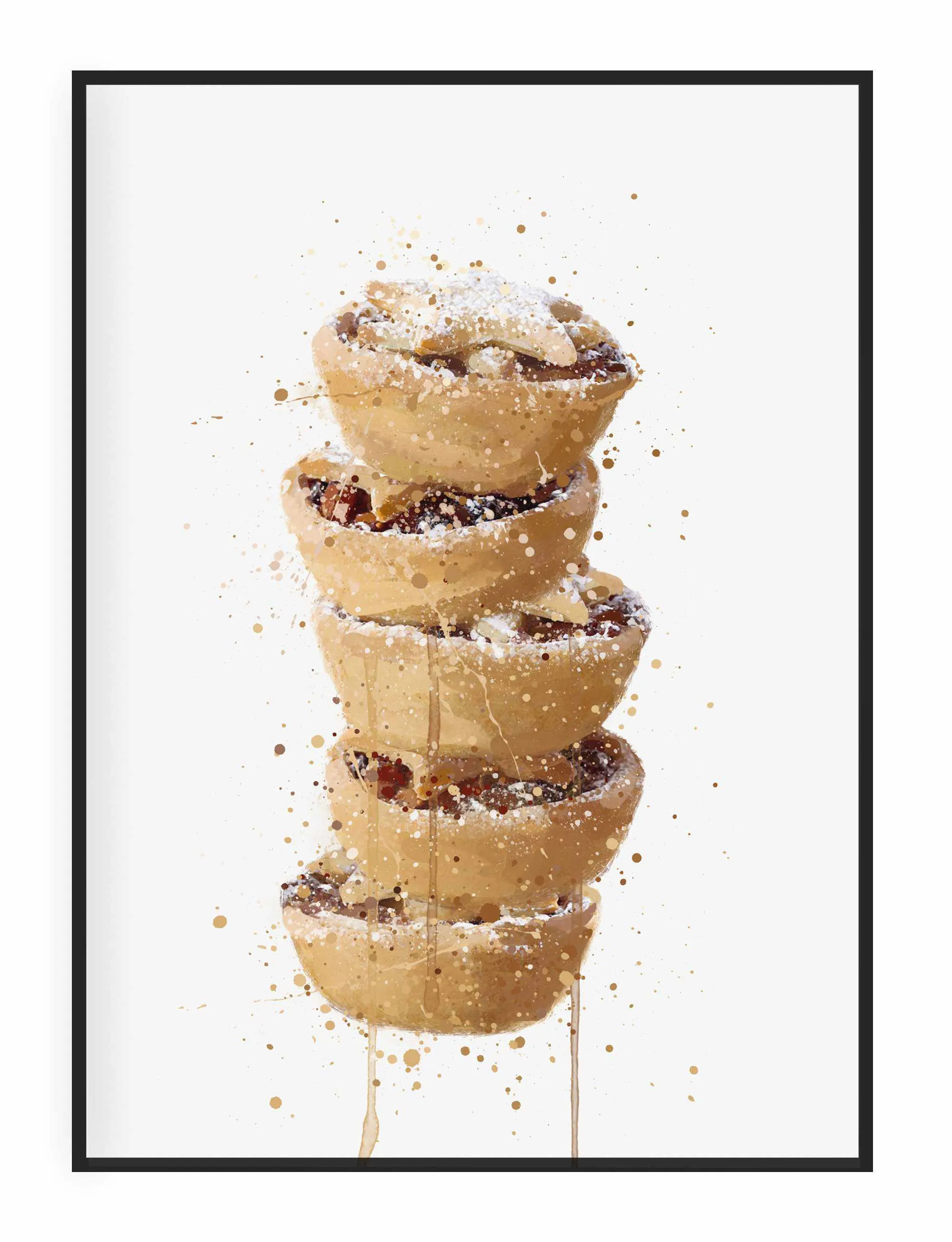 Mince Pie Wall Art Print , Contemporary and Stylish Christmas Decoration Alternative Xmas Decor