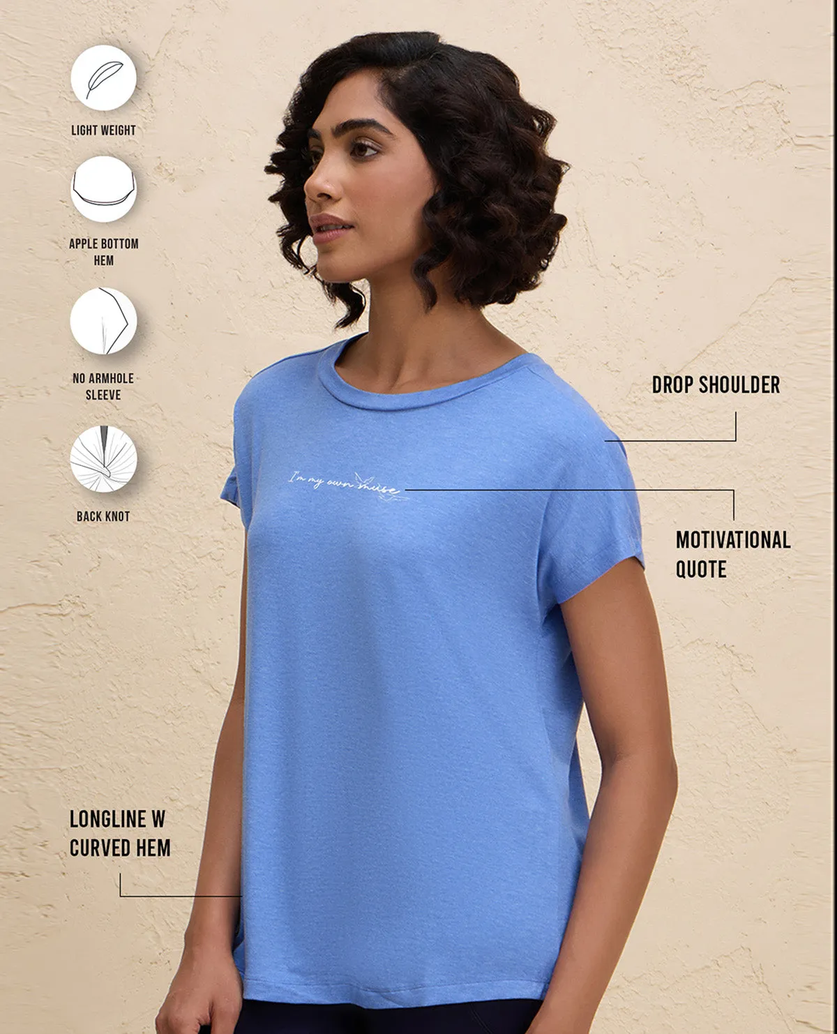 Nykd By Nykaa Super Stylish Back Knot Tee-NYAT279-Blue