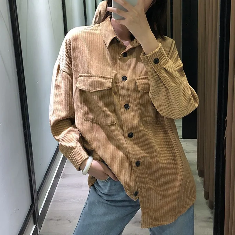 Oversized Fit Tailored Corduroy Shirt Cord Trucker Jacket