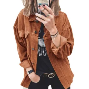 Oversized Fit Tailored Corduroy Shirt Cord Trucker Jacket