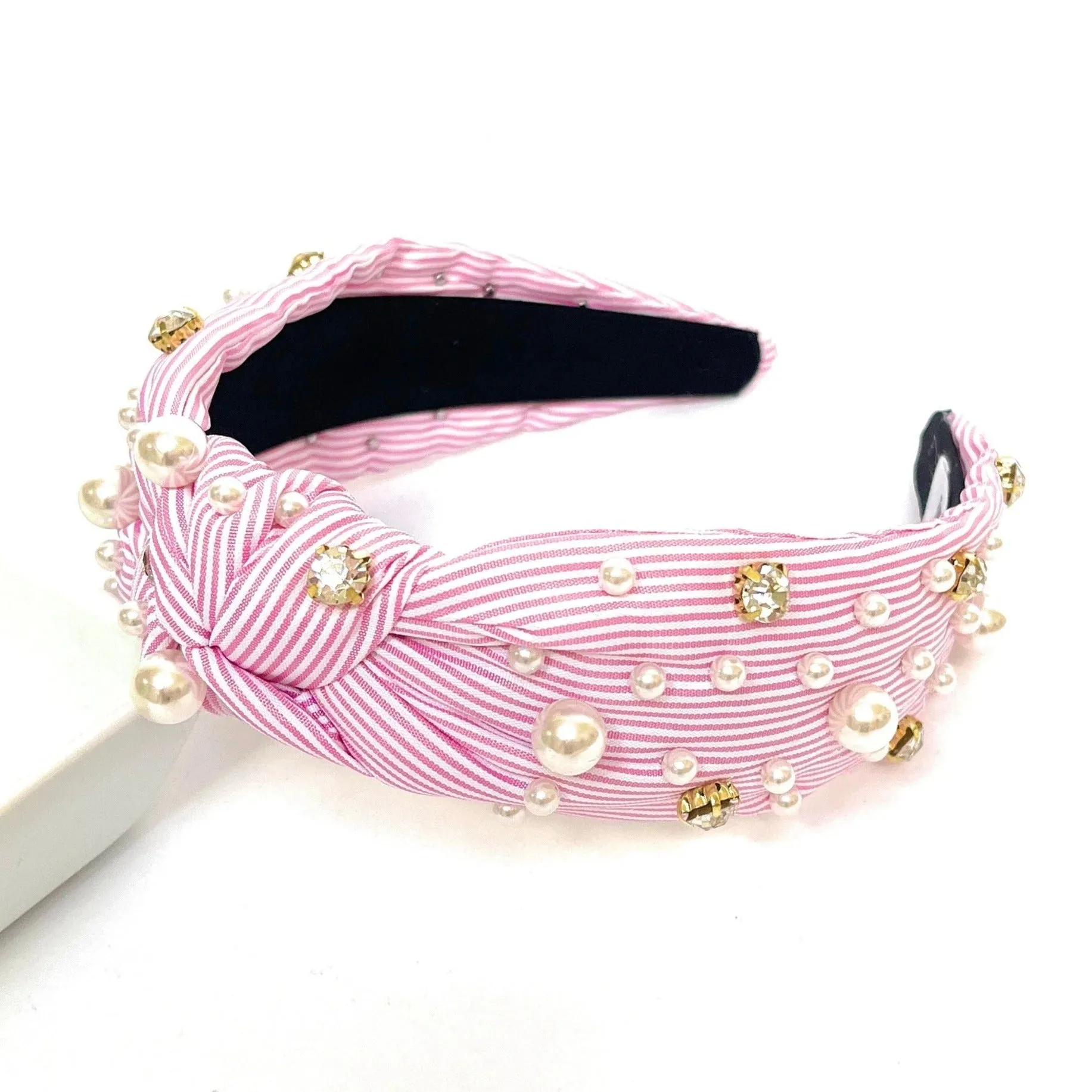 Pink Striped Knot Headband