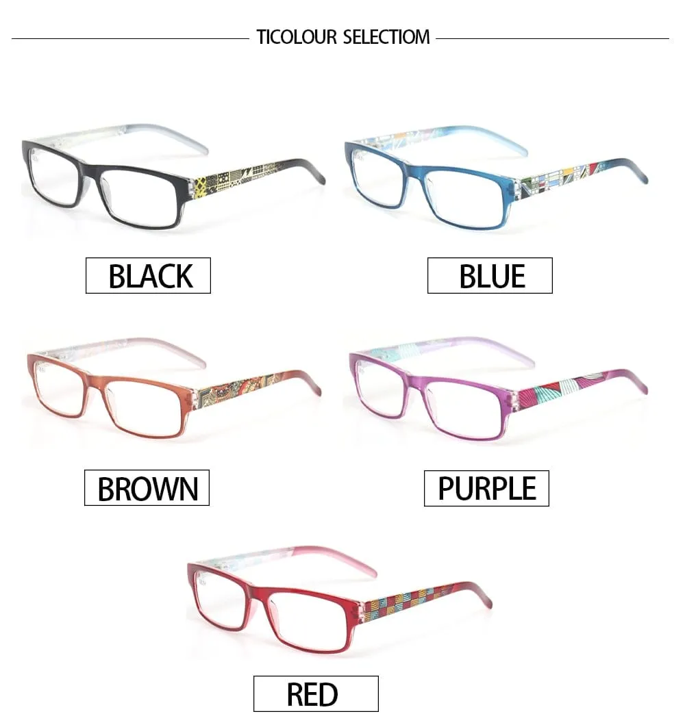 Reading glasses Spring Hinge Stylish Pattern Design Readers Men and Women Color eyewears Prresbyopia Glasses Diopter  50 to  600