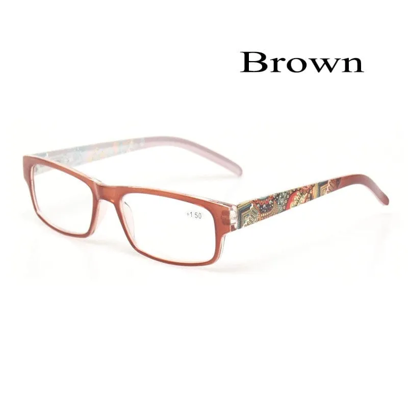 Reading glasses Spring Hinge Stylish Pattern Design Readers Men and Women Color eyewears Prresbyopia Glasses Diopter  50 to  600