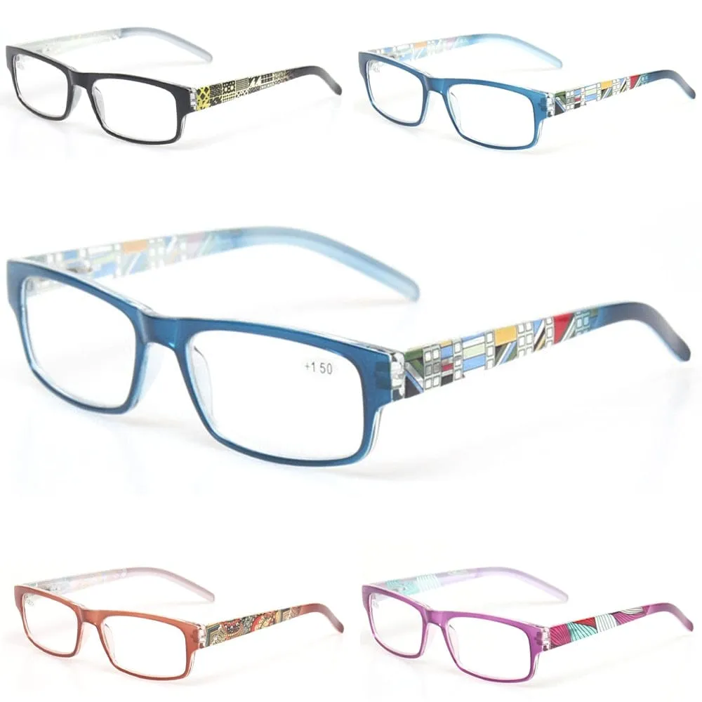 Reading glasses Spring Hinge Stylish Pattern Design Readers Men and Women Color eyewears Prresbyopia Glasses Diopter  50 to  600