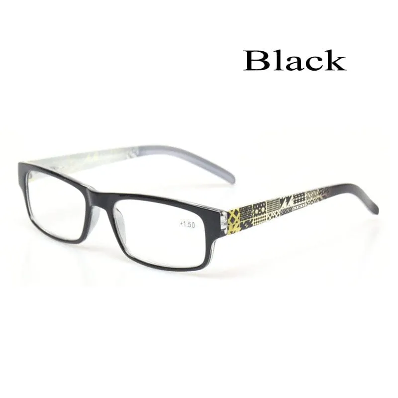 Reading glasses Spring Hinge Stylish Pattern Design Readers Men and Women Color eyewears Prresbyopia Glasses Diopter  50 to  600