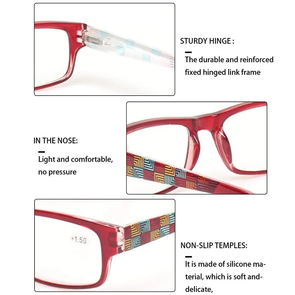 Reading glasses Spring Hinge Stylish Pattern Design Readers Men and Women Color eyewears Prresbyopia Glasses Diopter  50 to  600