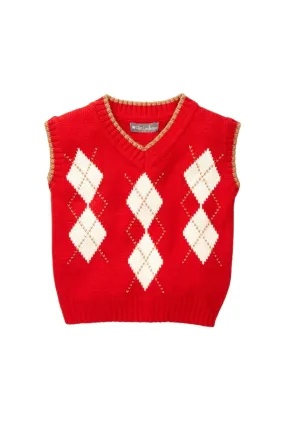 Red Argyle Knit Vest