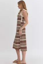 Ribbed Striped Midi- Mocha