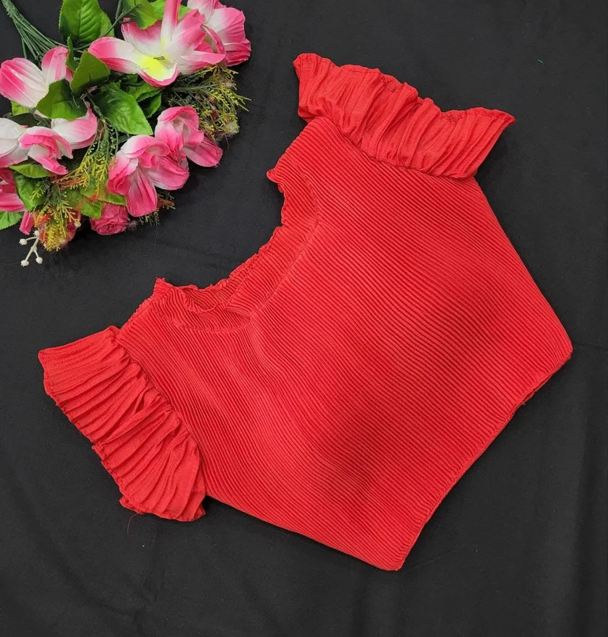 Rose Madder Frill Patterned Stylish Blouse