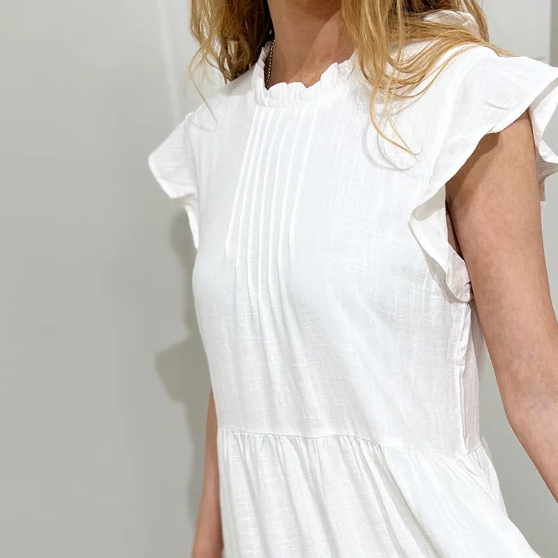 Ruffle Sleeveless Linen Dress