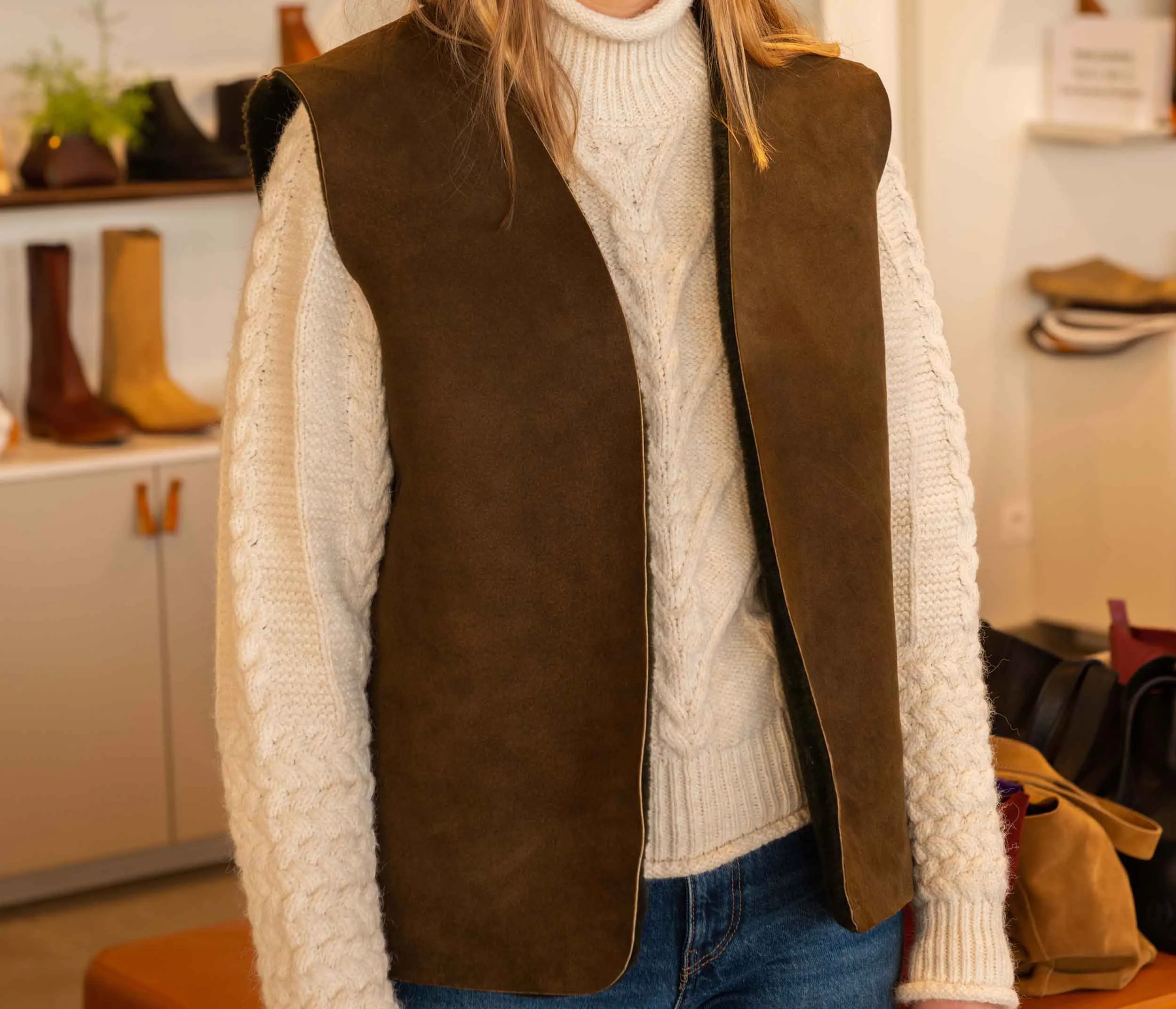 Sheepskin Vest Olive