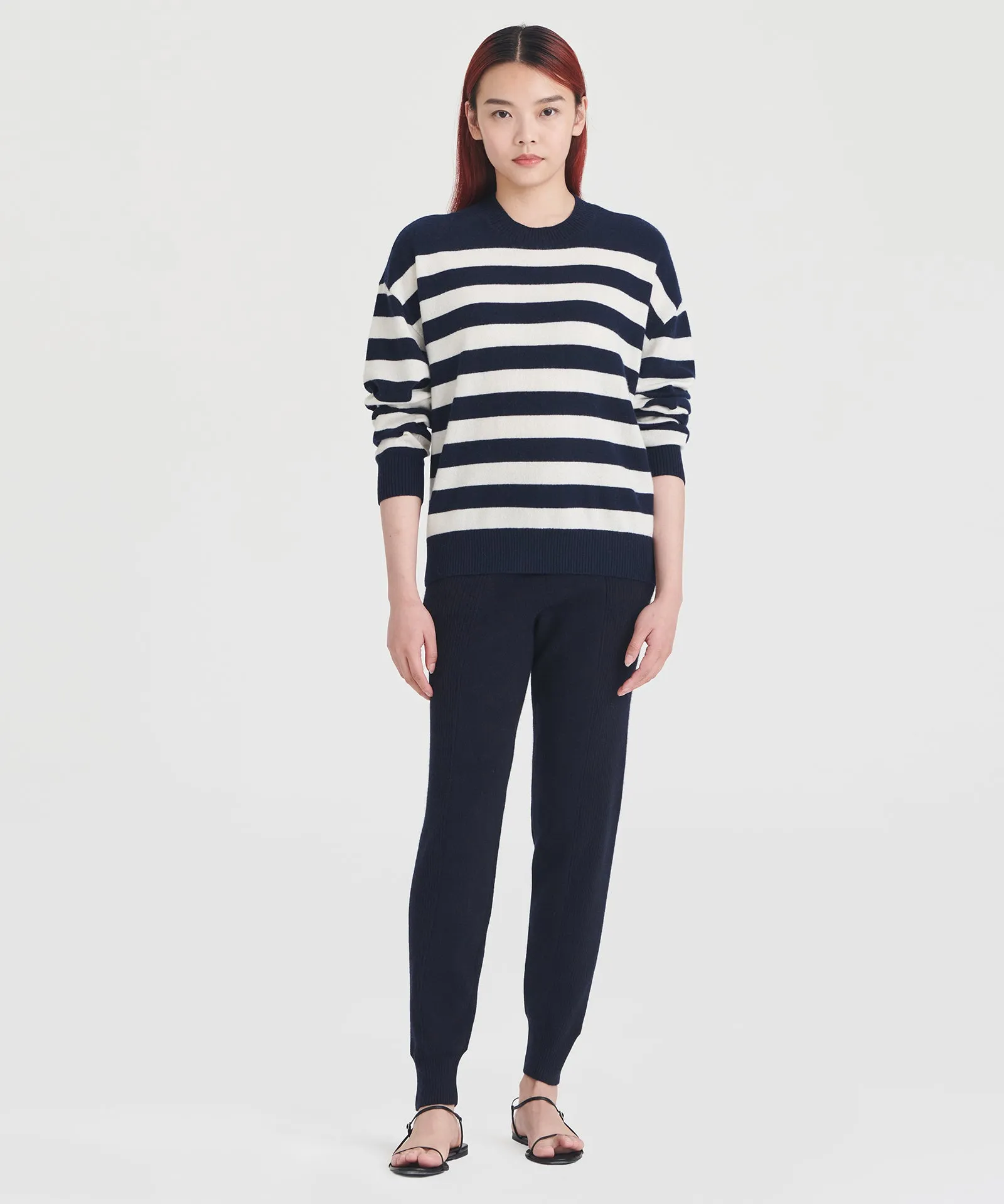 Signature Cashmere Striped Crewneck Sweater