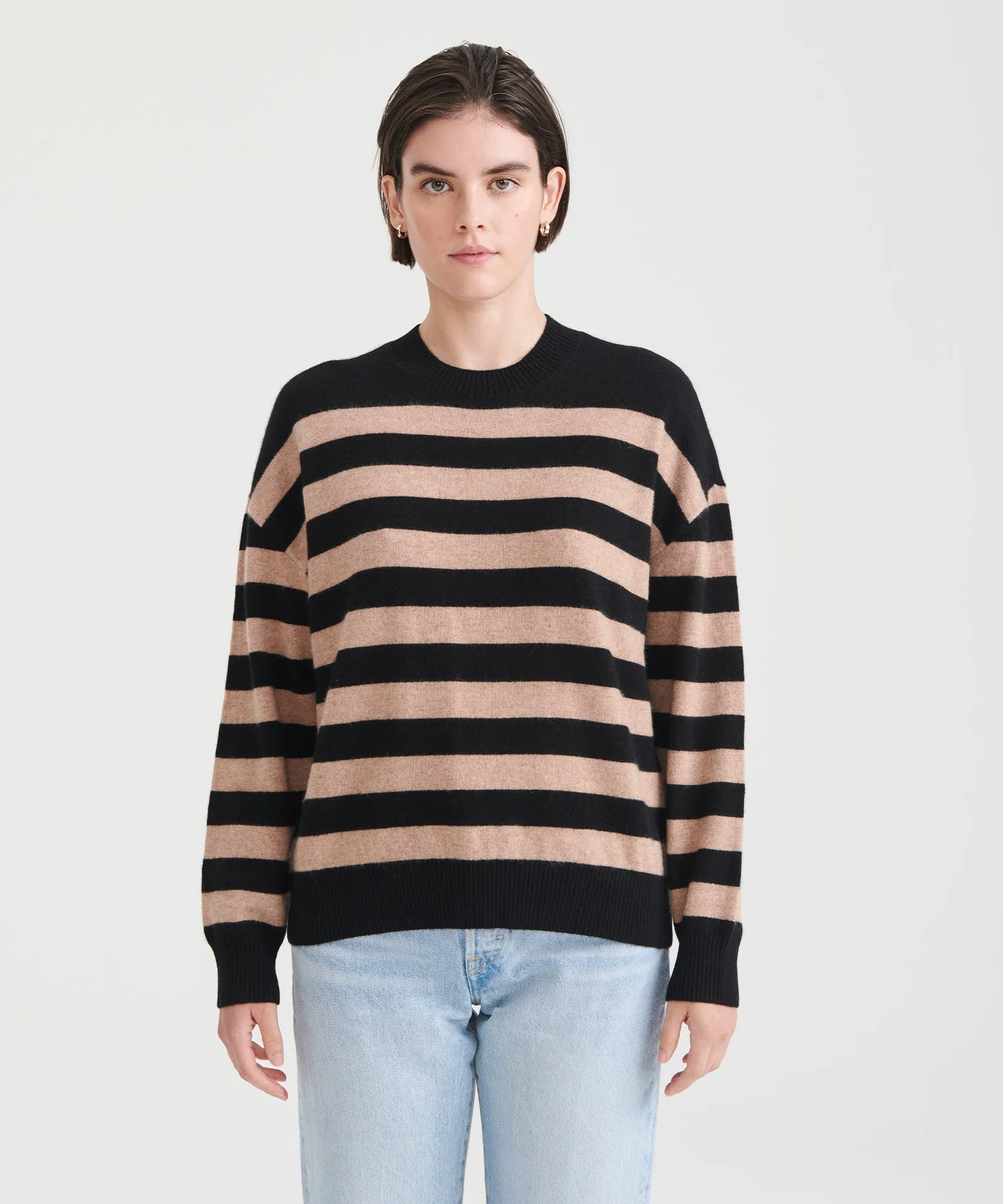 Signature Cashmere Striped Crewneck Sweater