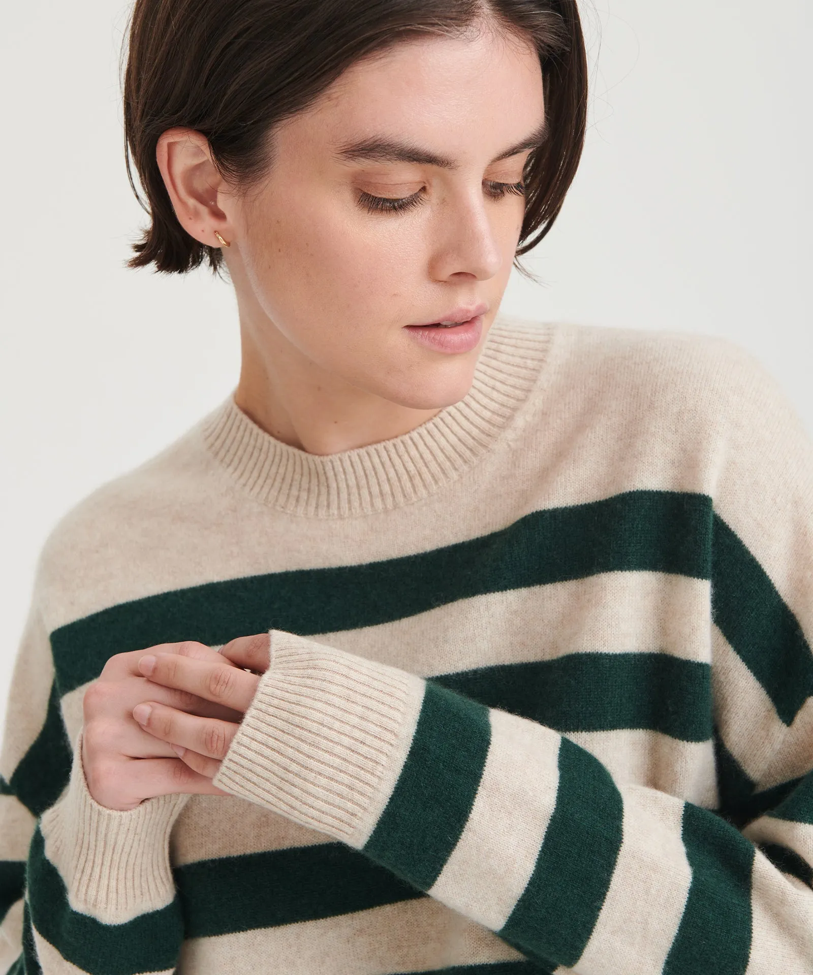 Signature Cashmere Striped Crewneck Sweater